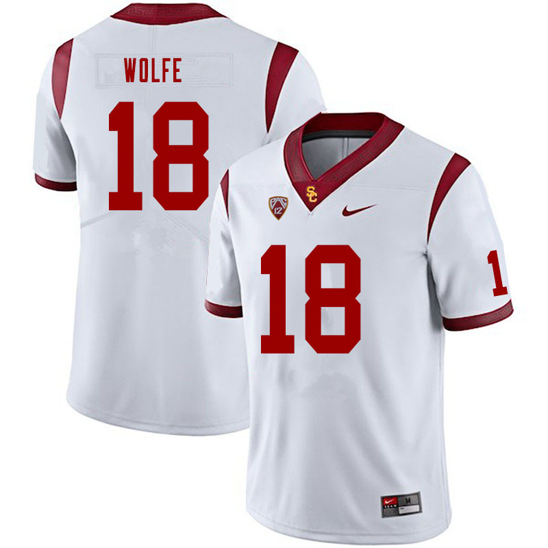 Men #18 Jude Wolfe USC Trojans College Football Jerseys Sale-White